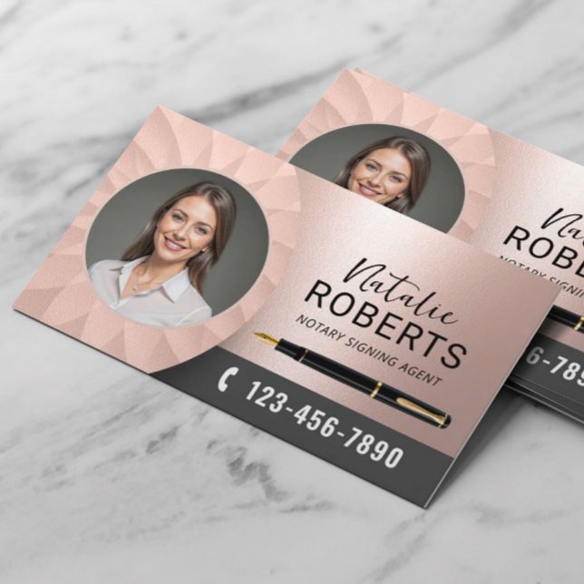 Mobile Notary Signing Agent Ro Guld Photo Visitkort (Skapare uppladdad)