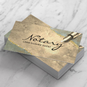 Mobile Notary Signing Agent Vintage Guld & Bronze Visitkort