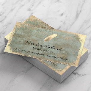 Mobile Notary Signing Agent Vintage Guld Quill Visitkort