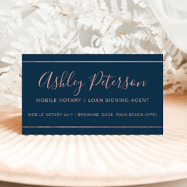 Mobile Notary typography ro guld rand blue Visitkort