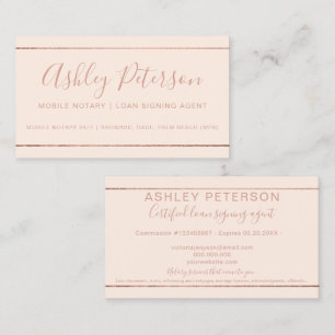 Mobile Notary typography ro guld rand rosa Visitkort