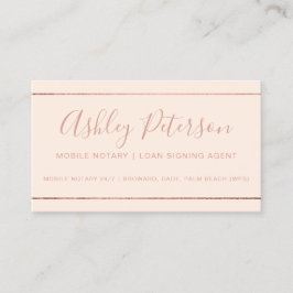 Mobile Notary typography ro guld rand rosa Visitkort