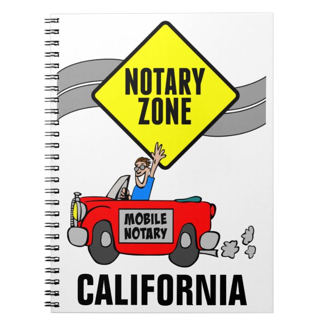 Mobile Notary Zon Red Sports Car California Anteckningsbok (Framsidan)