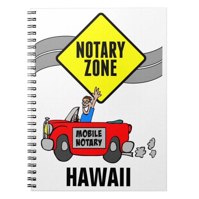 Mobile Notary Zon Red Sports Car Hawaii Anteckningsbok (Framsidan)
