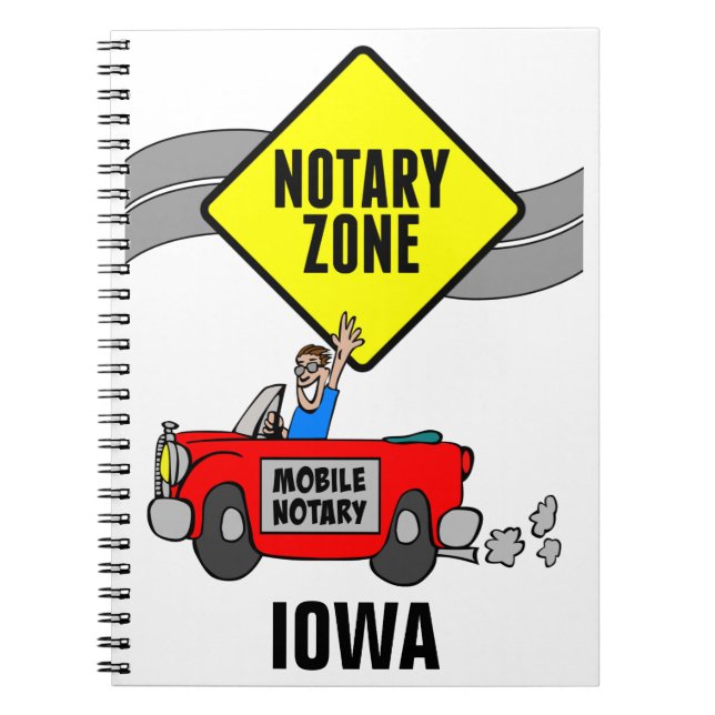 Mobile Notary Zon Red Sports Car Iowa Anteckningsbok (Framsidan)