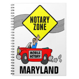 Mobile Notary Zon Red Sports Car Maryland Anteckningsbok