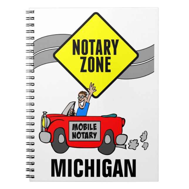 Mobile Notary Zon Red Sports Car Michigan Anteckningsbok (Framsidan)
