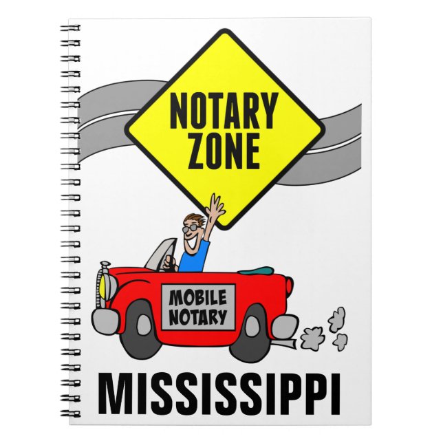 Mobile Notary Zon Red Sports Car Mississippi Anteckningsbok (Framsidan)