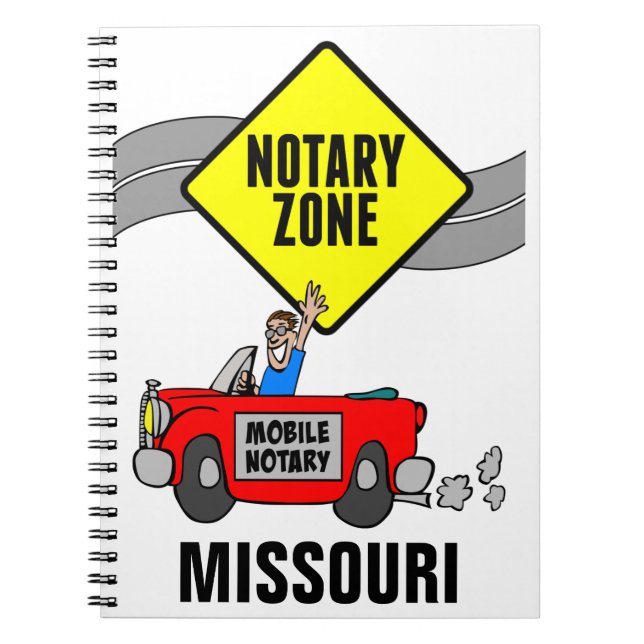 Mobile Notary Zon Red Sports Car Missouri Anteckningsbok (Framsidan)