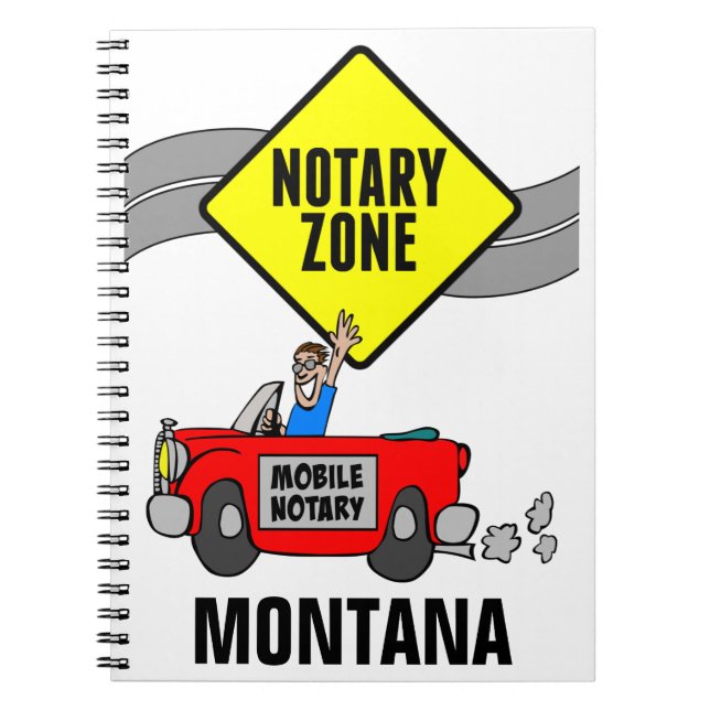 Mobile Notary Zon Red Sports Car Montana Anteckningsbok (Framsidan)