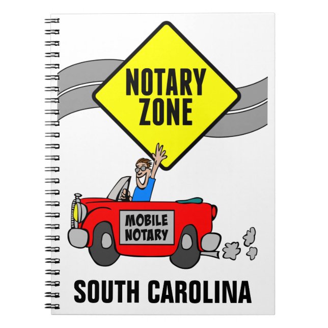 Mobile Notary Zon Red Sports Car South Carolina Anteckningsbok (Framsidan)