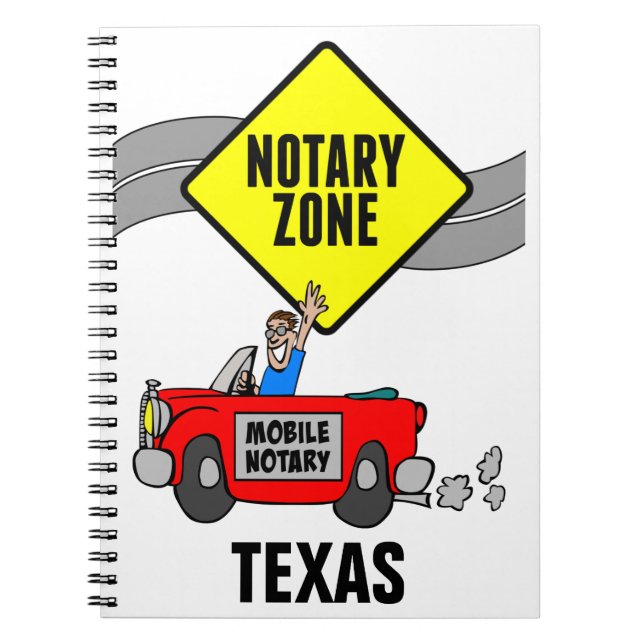 Mobile Notary Zon Red Sports Car Texas Anteckningsbok (Framsidan)