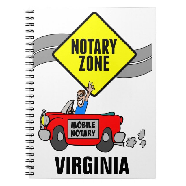 Mobile Notary Zon Red Sports Car Virginia Anteckningsbok (Framsidan)