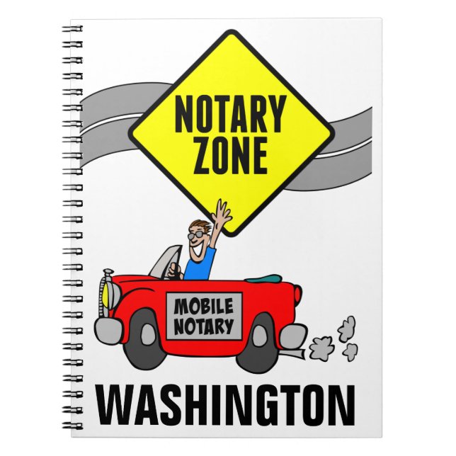 Mobile Notary Zon Red Sports Car Washington Anteckningsbok (Framsidan)