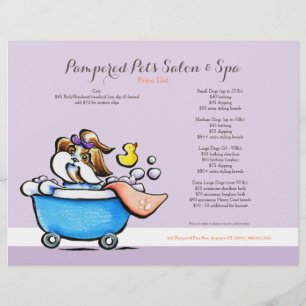 Mobile Pet Groomer Shih Tzu Lila Prisare Lakan Reklamblad