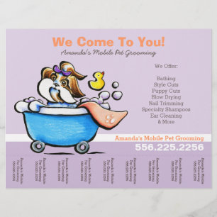 Mobile Pet Groomer Shih Tzu Lila Tear Lakan Reklamblad