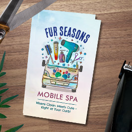 Mobile Pet Grooming Services - Watercolor art Visitkort