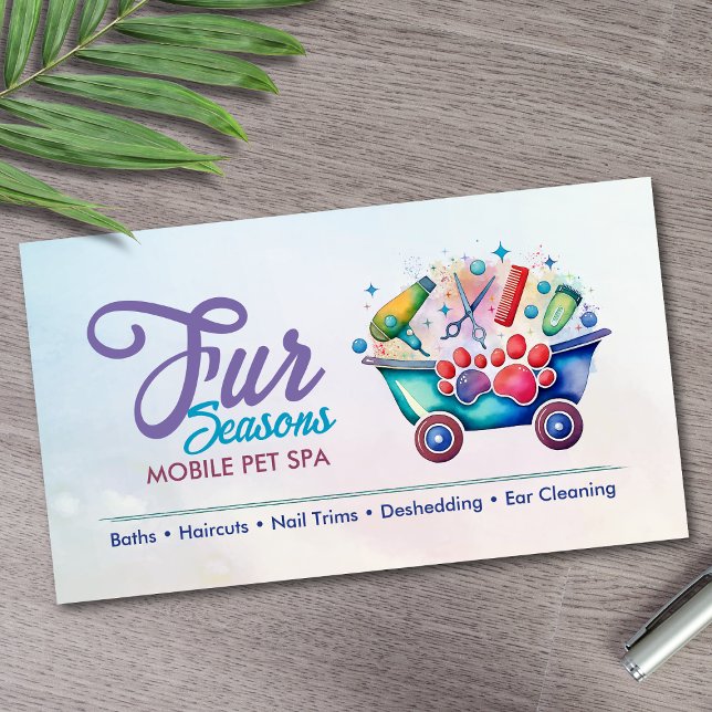 Mobile Pet Grooming Services - Watercolor art Visitkort (Skapare uppladdad)