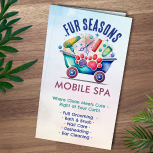 Mobile Pet Grooming Services - Watercolor art Visitkort
