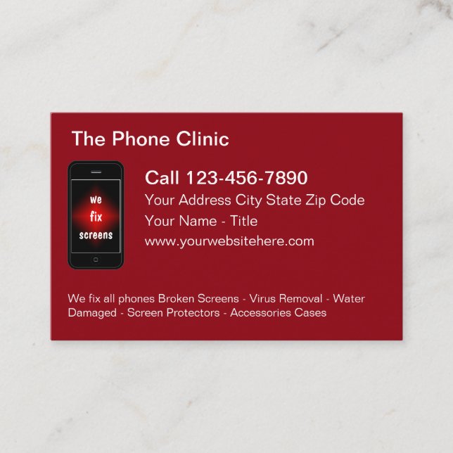 Mobile Phone Repair Modern Business Card Visitkort (Framsida)