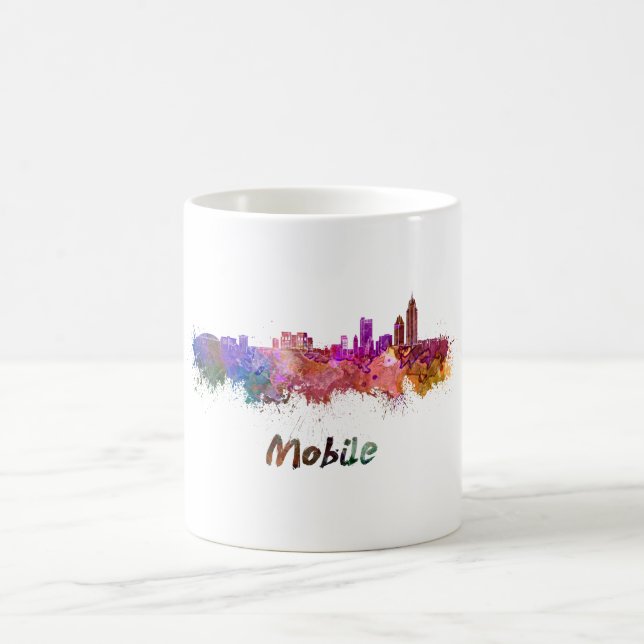 Mobile skyline in watercolor kaffemugg (Center)