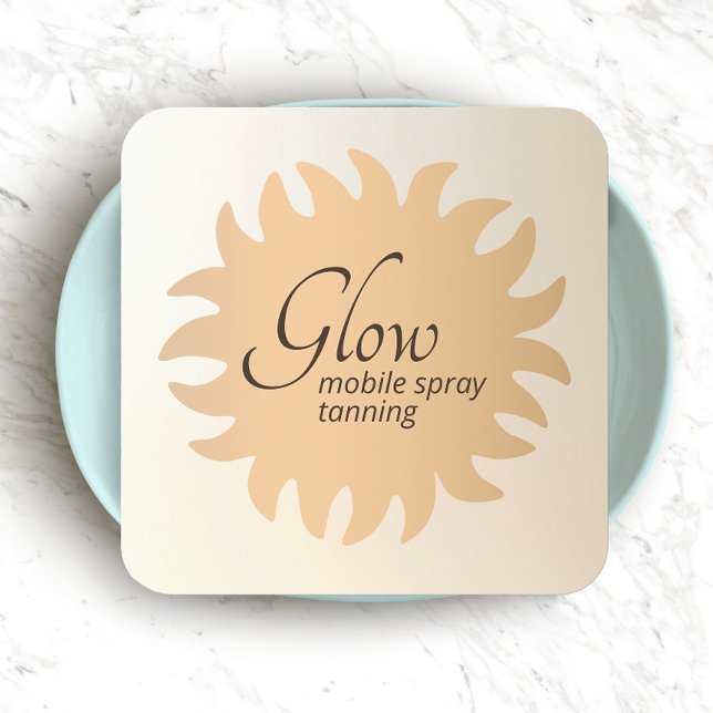 Mobile Spray Tan Copper Sol Rays Square Business C Fyrkantigt Visitkort (Skapare uppladdad)