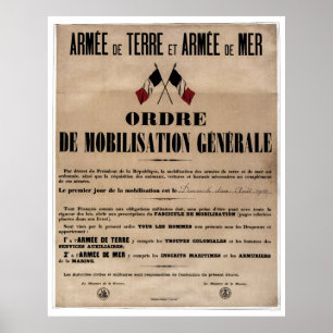 Mobilisering i Frankrike den 1 augusti 1914 Poster