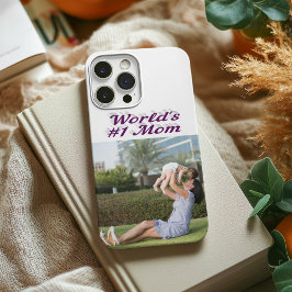Mobilskal med mammas foto och lila text