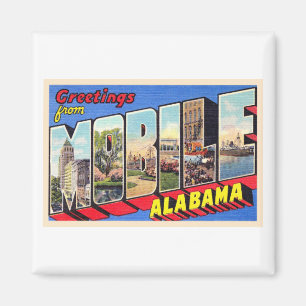 Mobilt Alabama AL-Vintage Stort vykort Brev 1 Magnet
