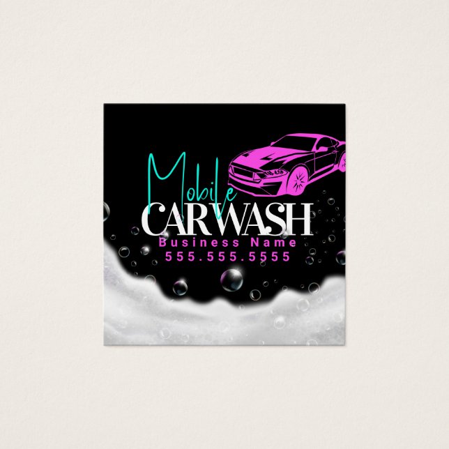 Mobilt Biltvättsdetaljering Fyrkantigt Visitkort (Framsida)