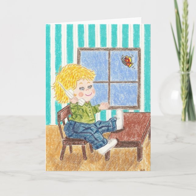 Mobilt hälsningskort för pojke kort (Framsida)