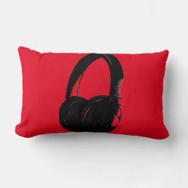 Mobilt huvud för Red Gult Headphone Pop Art Head Lumbarkudde