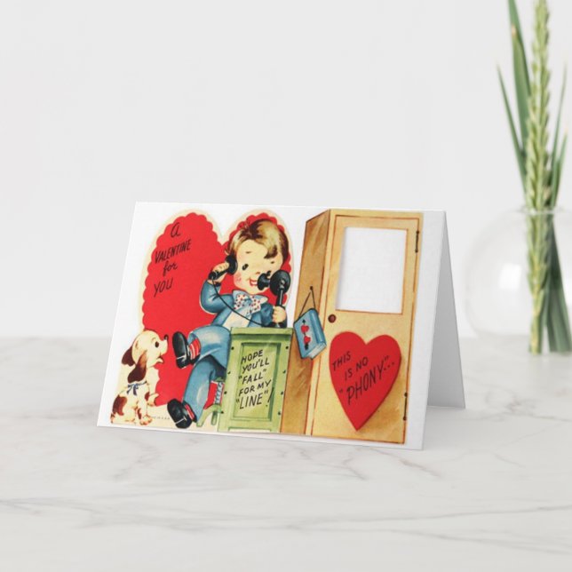 Mobilt kort för Retro Valentine Day Card (Framsida)