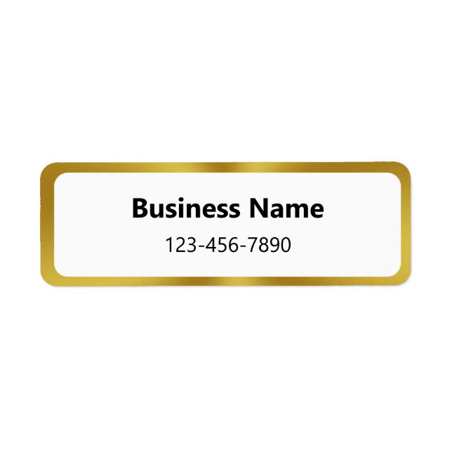 Mobilt nummer för Business Namn Guld och White Returadress Etikett (Framsidan)