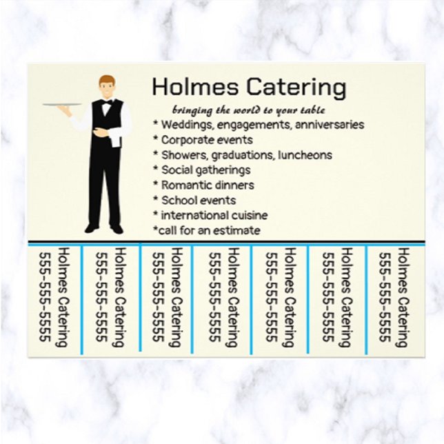 Mobilt nummer för redigerbar Catering Reklamblad (What a great way to advertise your catering business!)
