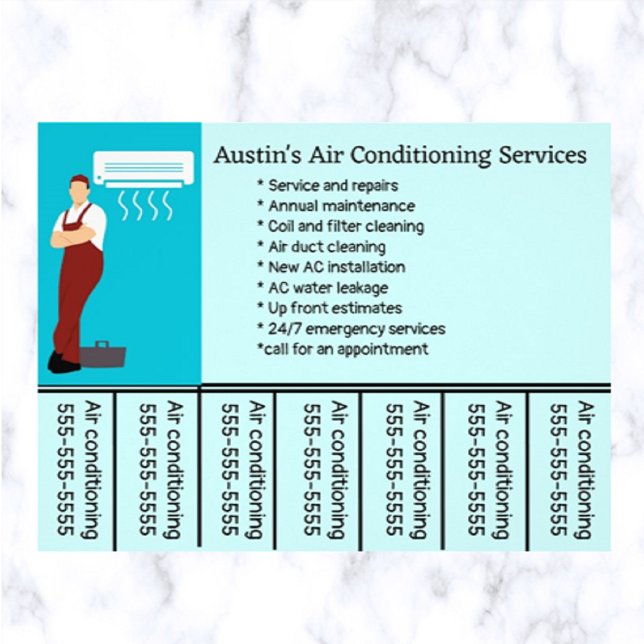 Mobilt nummer för redigerbar Luft-konditioneringst Reklamblad (What a great way to advertise your air conditioning services!)