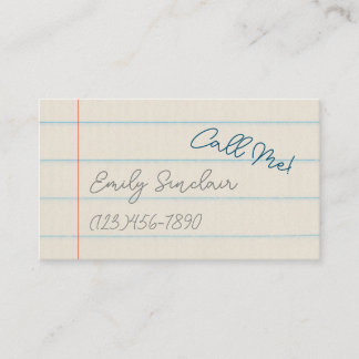 Mobilt nummer Ring mig kontaktkort på skolans Papp Visitkort