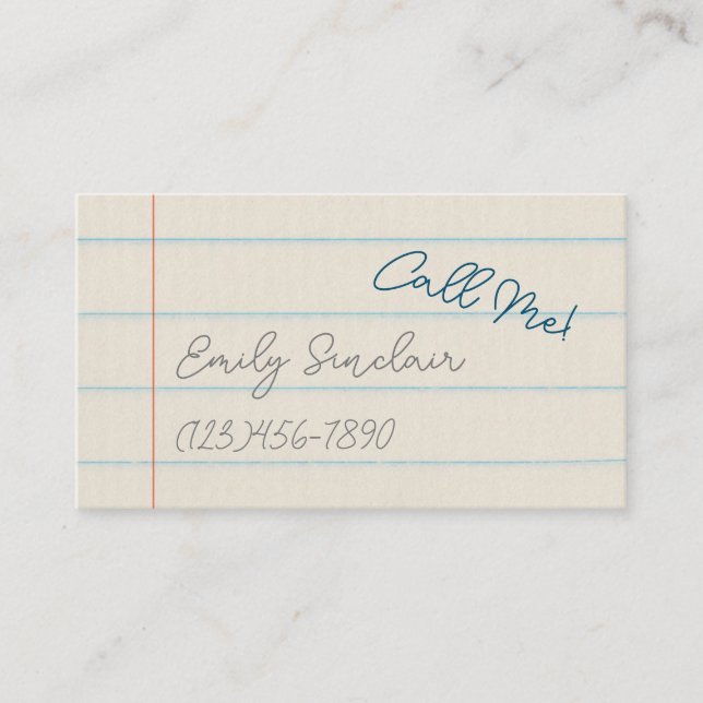 Mobilt nummer Ring mig kontaktkort på skolans Papp Visitkort (Framsida)