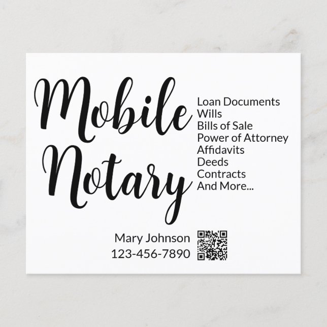 Mobilt QR-nummer för Mobile Notary Services Flygblad (Framsidan)