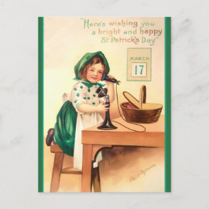 Mobilt samtal för vintage St patricks day Vykort