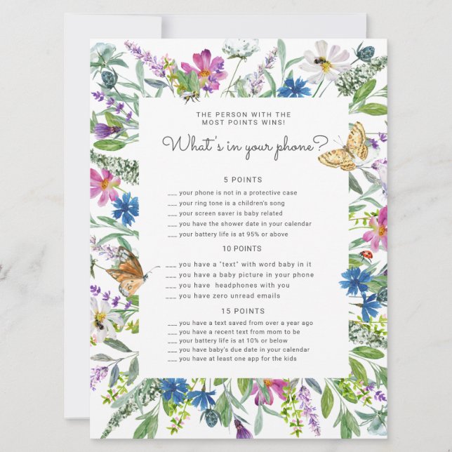 Mobilt spelkort för babyskor i Widlfloral blommigt (Framsida)