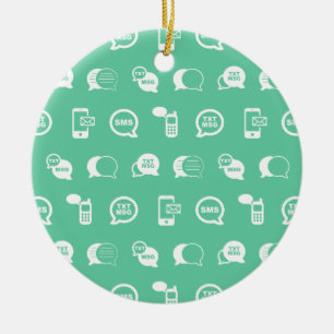 Mobilt textmeddelande för cell & Themed Julgransprydnad Keramik