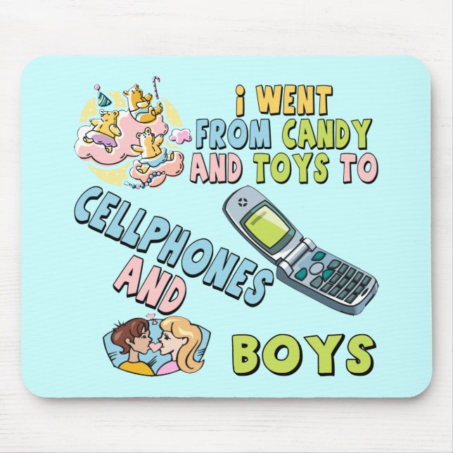 Mobiltelefoner och pojkeT-tröja och gåvor för Musmatta (Framsidan)