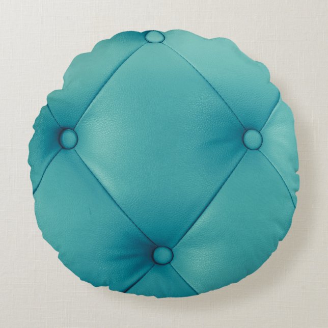 Möbler av luxuriskt brunt läder struktur med men rund kudde (Framsidan)