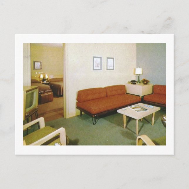 Möbler från mitten av seklet Retro rumsinredning Vykort (Framsida)