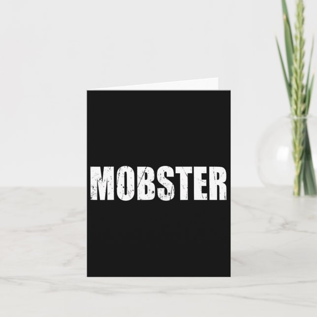 Mobster Halloween Costume Funny Cute Distress Kort (Framsida)
