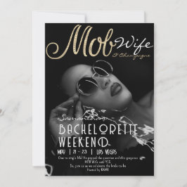 Mobster Wife & Champagne Black Bach Bachelorette P Inbjudningar