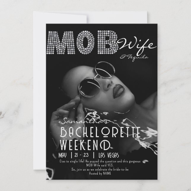 Mobster Wife & Tequila Black Bach Bachelorette Par Inbjudningar (Framsida)