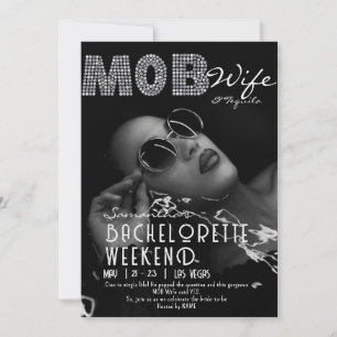Mobster Wife & Tequila Black Bach Bachelorette Par Inbjudningar