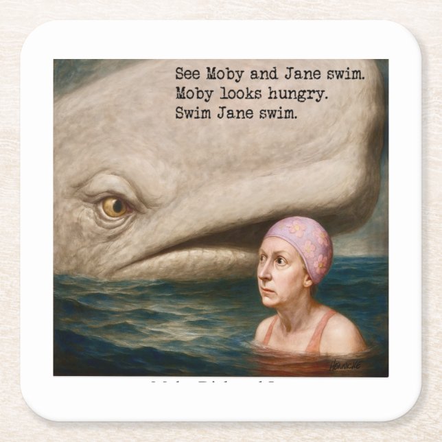 Moby Dick och Jane Underlägg Papper Kvadrat (Framsidan)